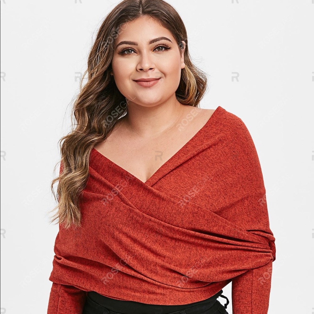 Plus Size Plunge Crop Sweater Size 24